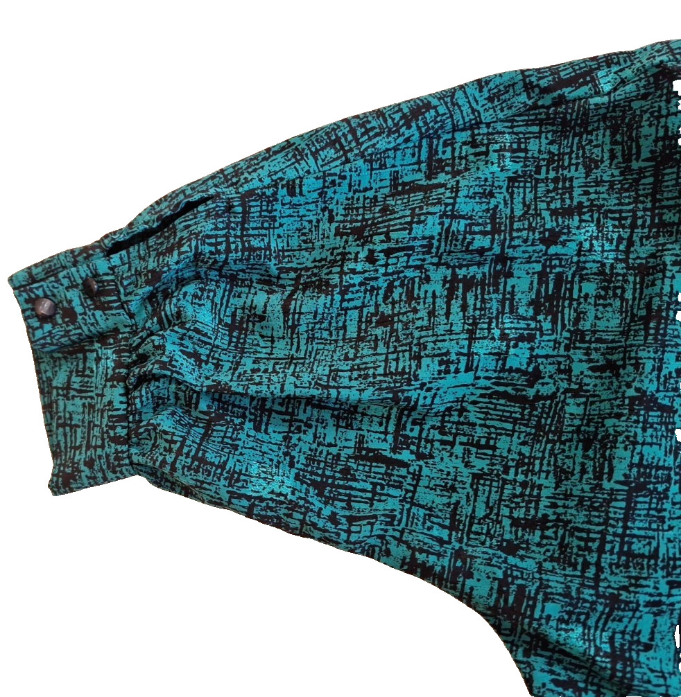 Vintage Act 1 New York Pleated Teal and Black Dress Size3/4, Shoulder pads