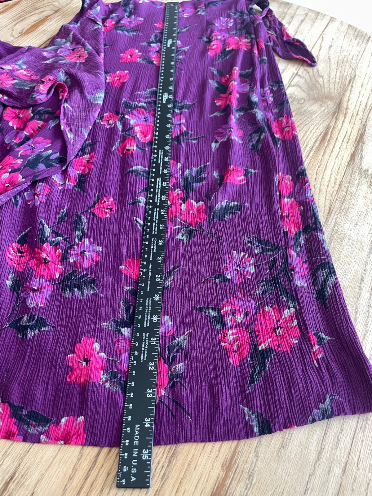 VTG Jones Wear Wrap Skirt Set Womens 8/12 Purple Floral Gauze 100% Rayon 90s
