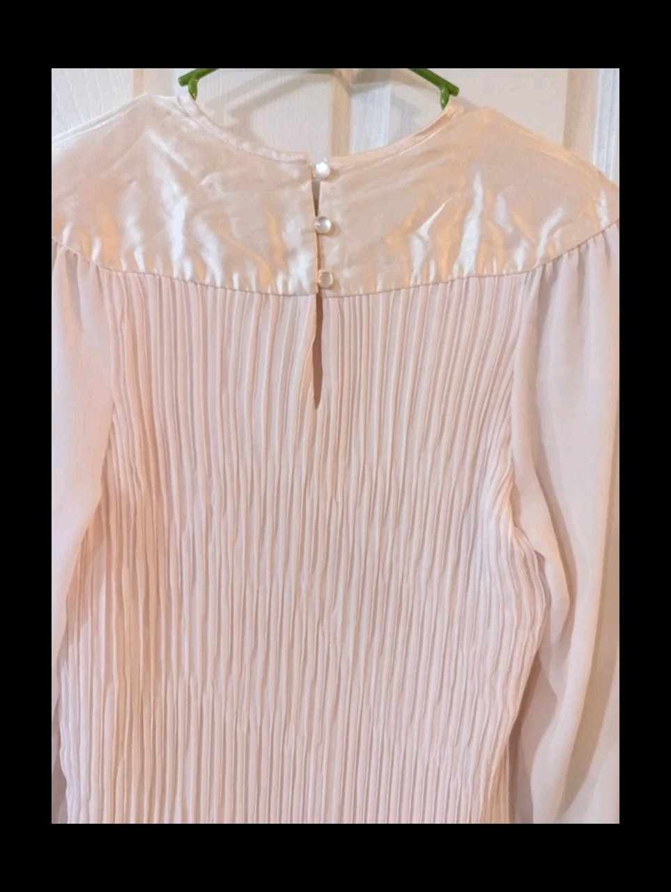 Vintage Flapper Dress Sz 12 Rouched Layers Pink Ruffles USA Long Sheer Sleeves