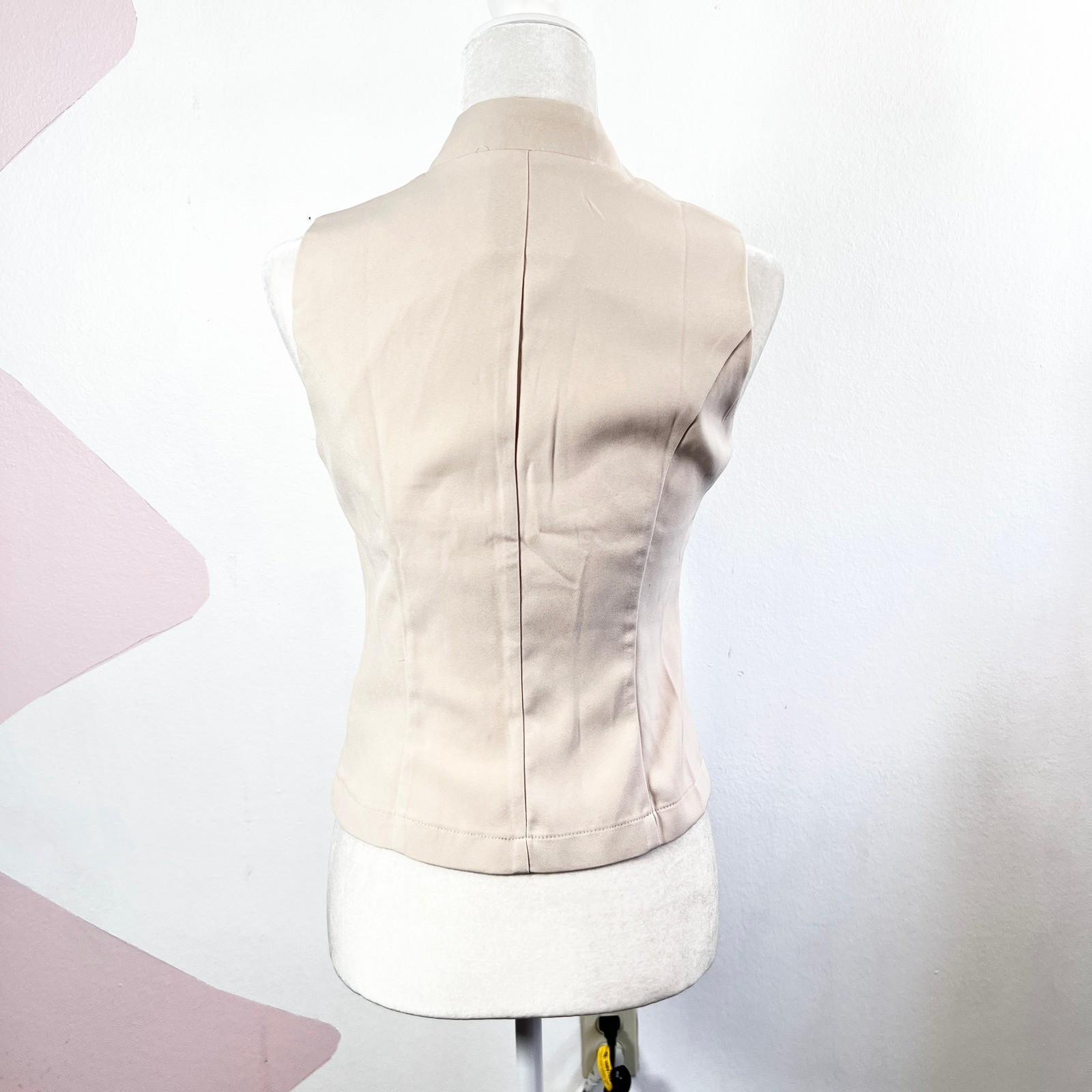 Beige Button Front Vest Sz Small Preppy Western Cowgirl Festival