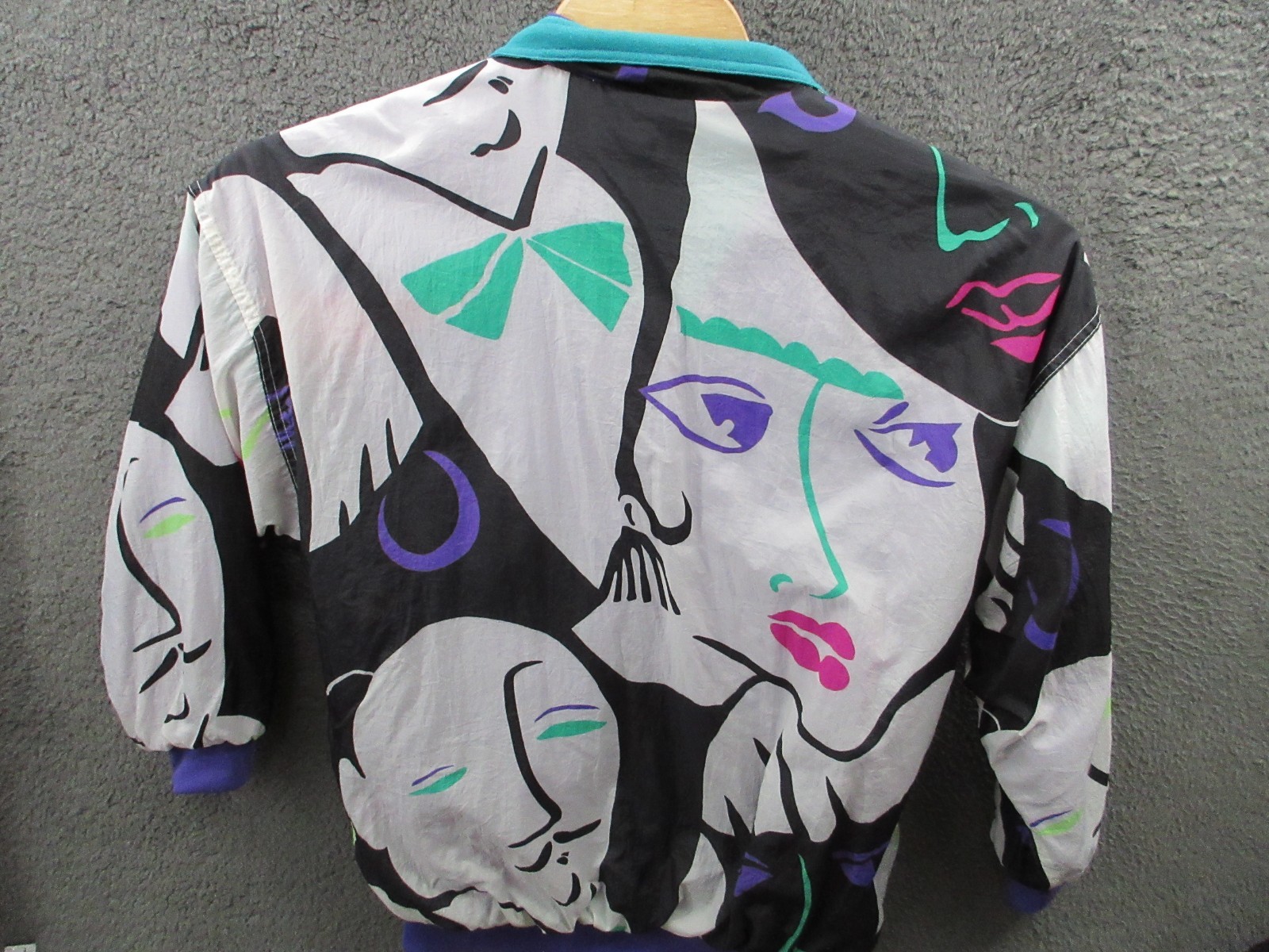 Vintage ABSTRACT DonnyBrook Faces Reversible Jacket OSFM One Sz – POOR CONDITION