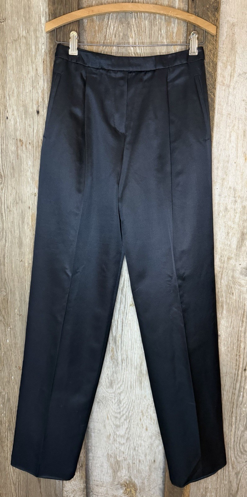 NWT $445 VTG Armani Collezioni Silk Wool Black Pleated Trouser Pants Raw Hem 4