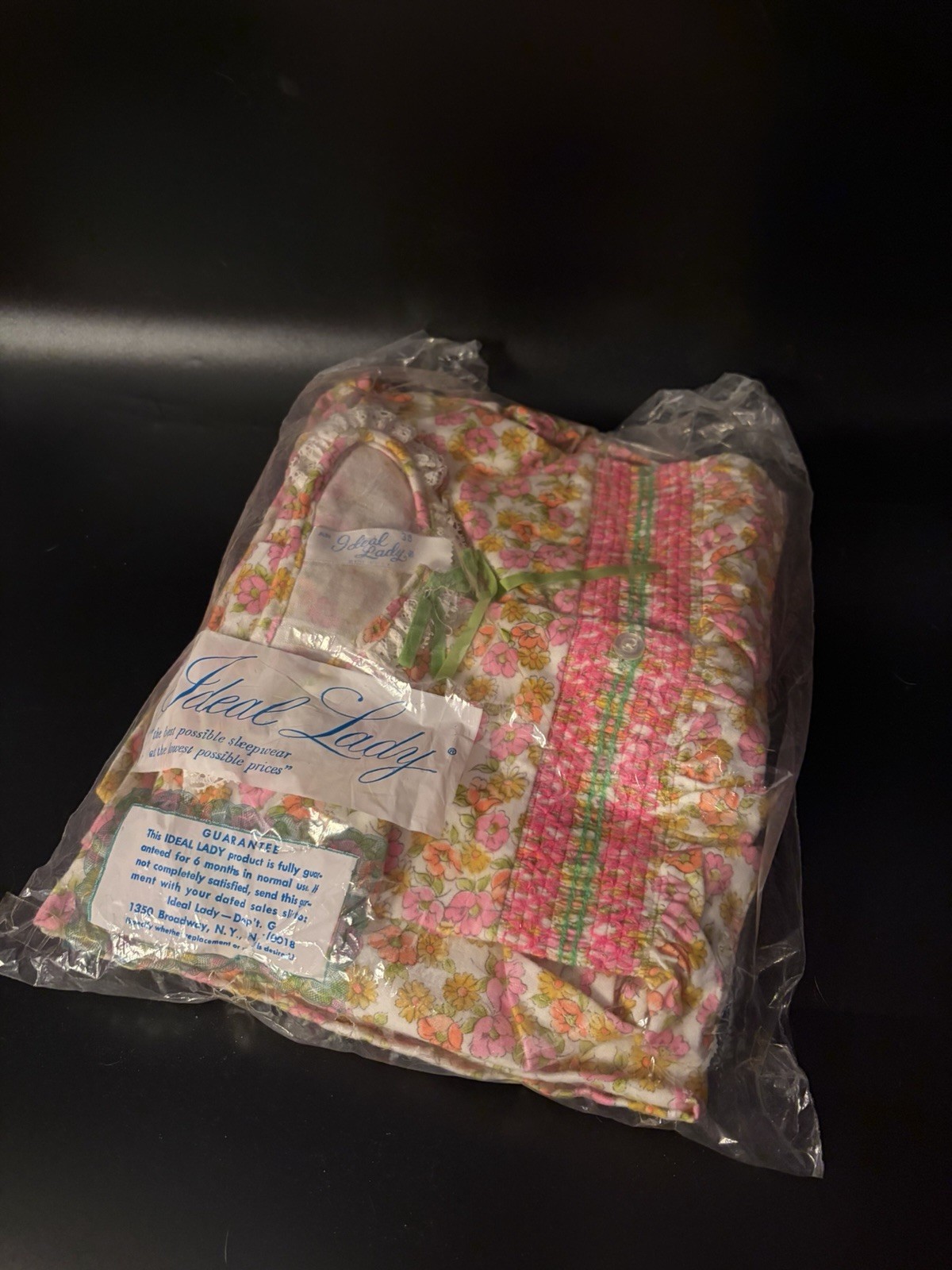 Sz 38 Vtg 60s Ideal Lady Flannel Pajamas Winnie Floral Pink Orange NOS