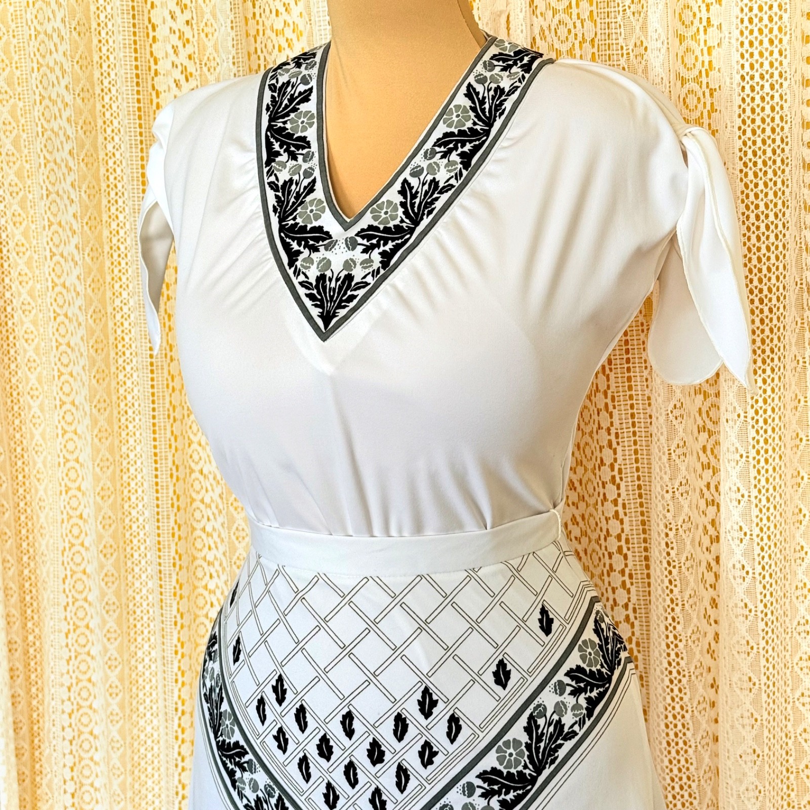VTG 70s Miss Shaheen Hawaiian 3pc Convertible Hosting Set 2 Skirts with Top XS-S