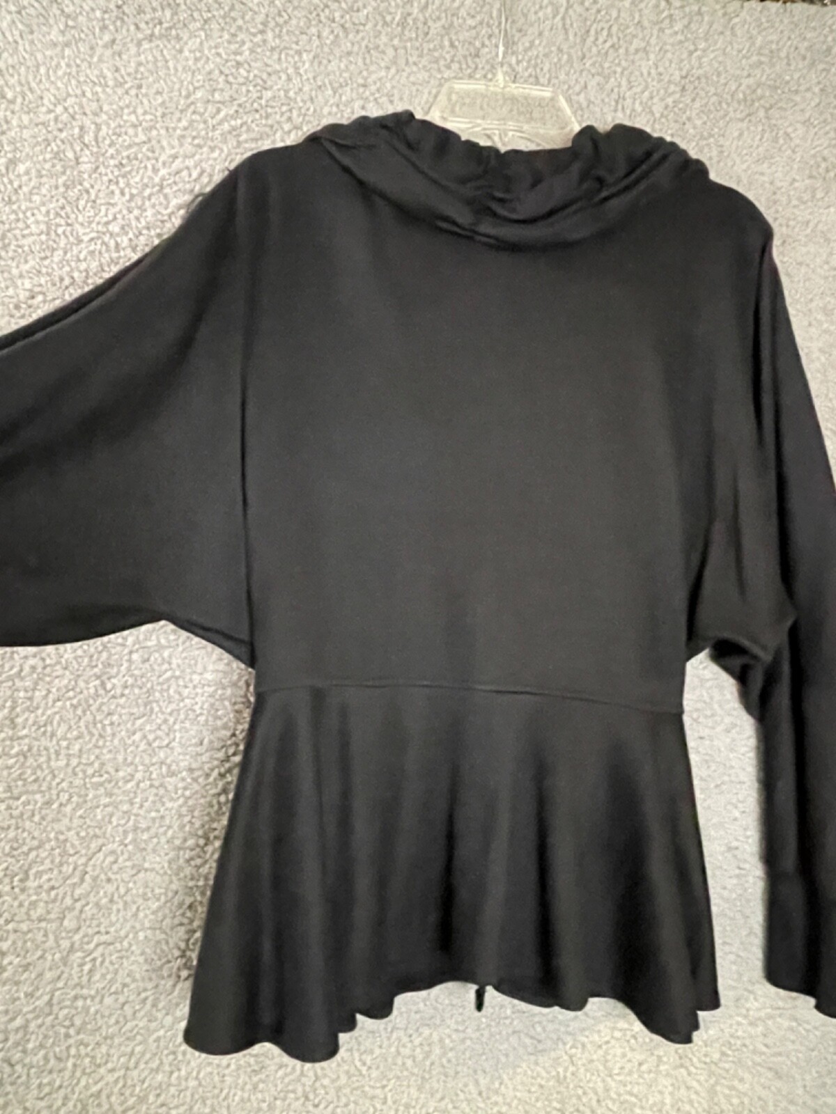 VTG Pat & Janet Top Womens L Black Pullover RS Ostrich Feathers Glitzy Dazzling