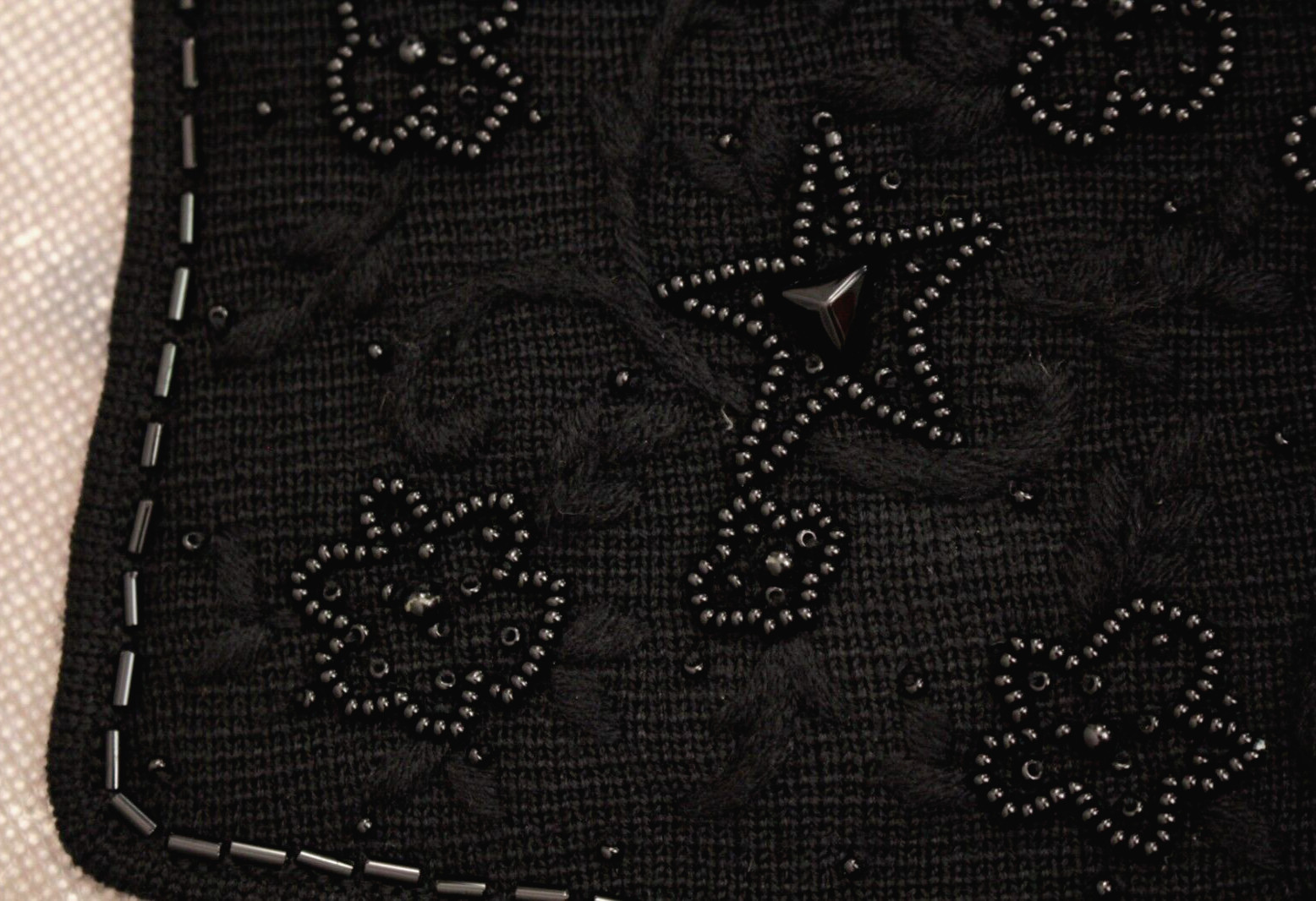 VTG Women’s 60s 2 PC Black Knit Beaded Dress Suit M/L 1960s Jacket & Skirt Set