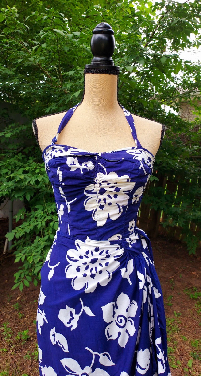 Vintage Liberty House Kahala Hawaiian Luau Floral Wrap Waist Padded Dress S/XS