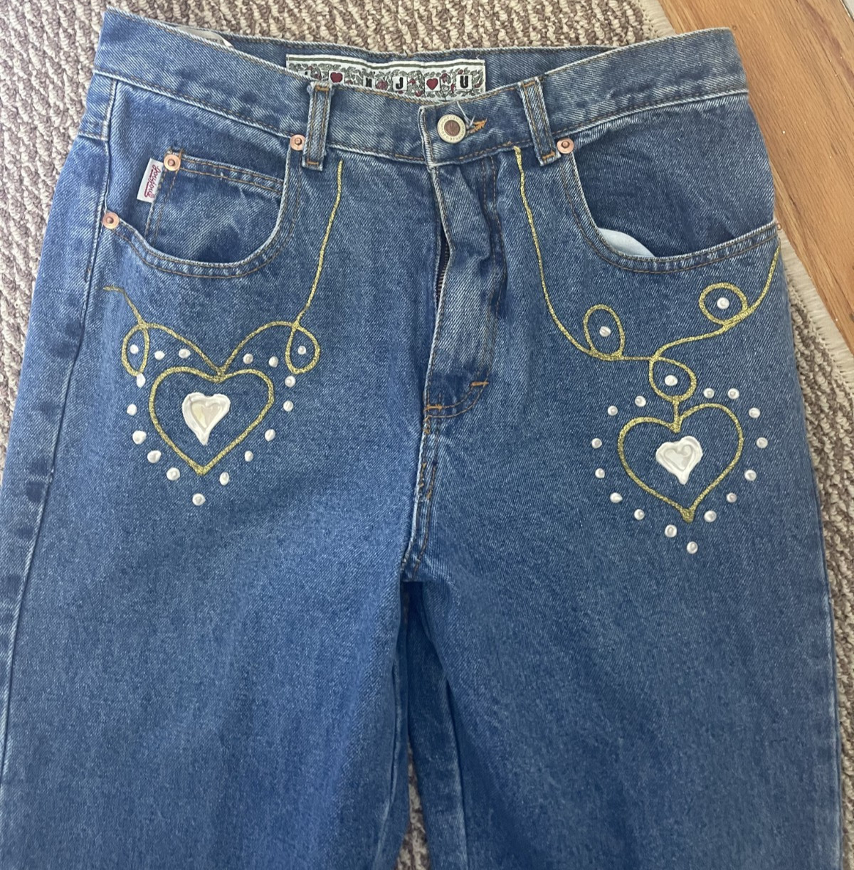 Vtg 80S/90S JOUJOU Embellished Womens 9/10 High Rise Tapered Denim Jeans
