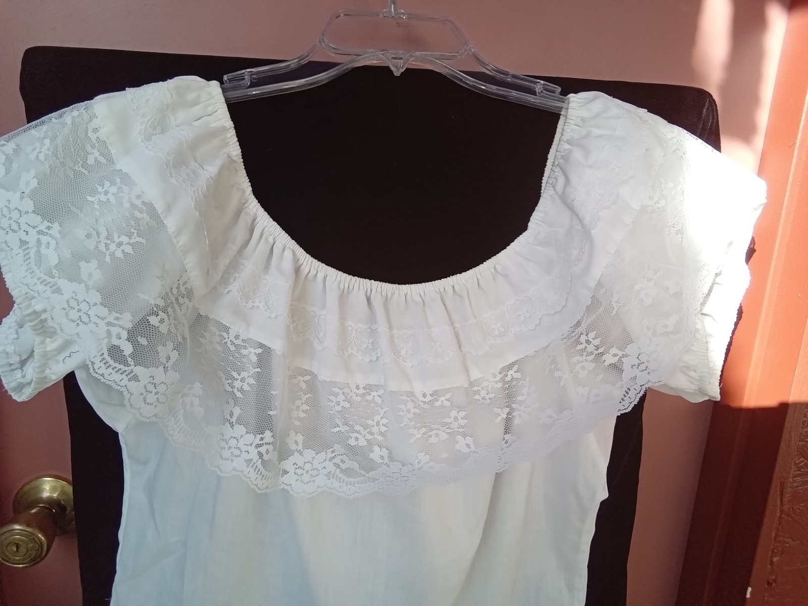 WHITE VTG WOMENS SQUARE DANCE FIESTA BLOUSE SZ 11 REG. CAREFREE FASHIONS…