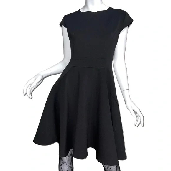 Vintage 90s Joseph Ribkoff Black Cocktail Dress Fit and Flare Minimalist 10