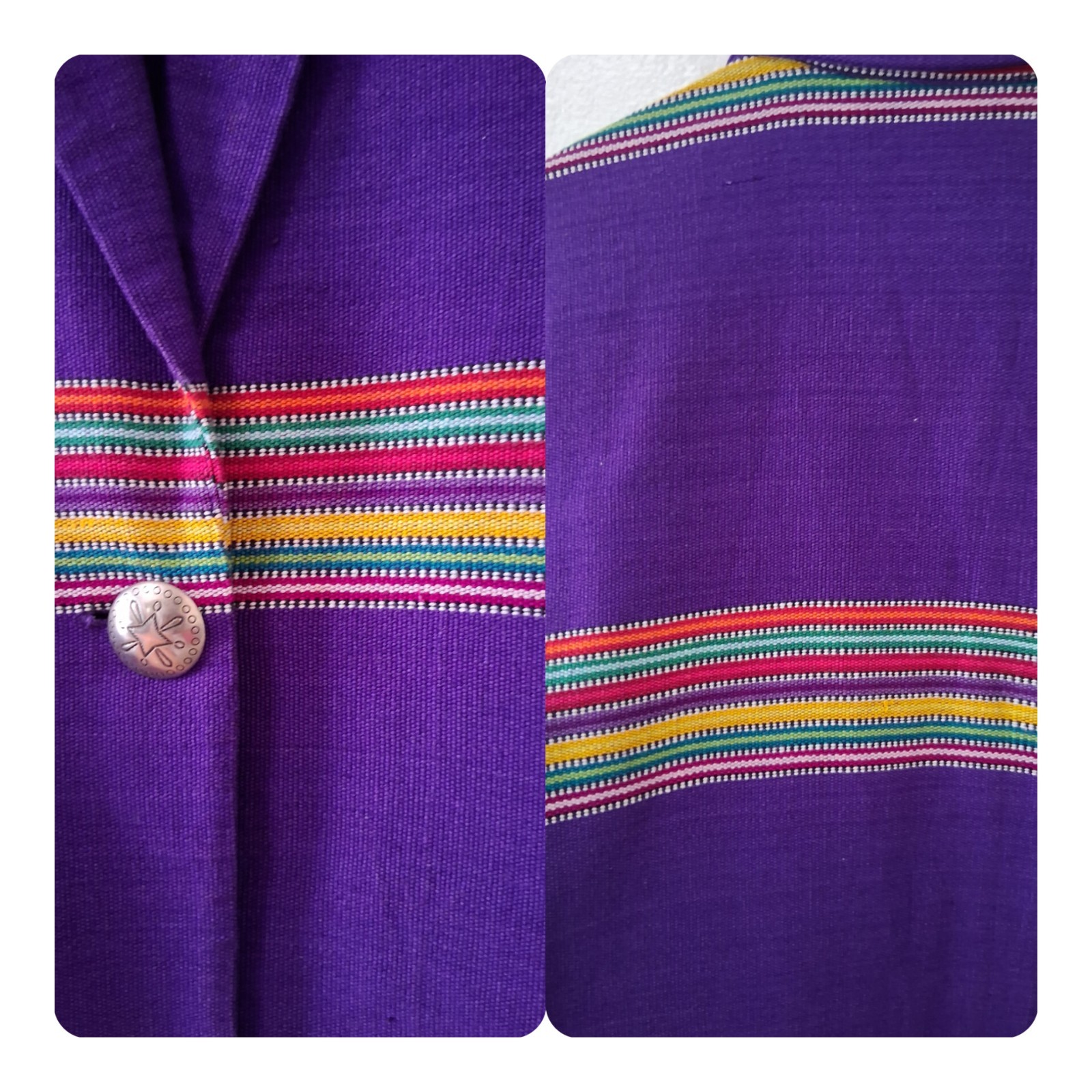 Vintage Bentley Arbuckle Southwest Aztec Stripe Woven Cotton Purple Blazer…