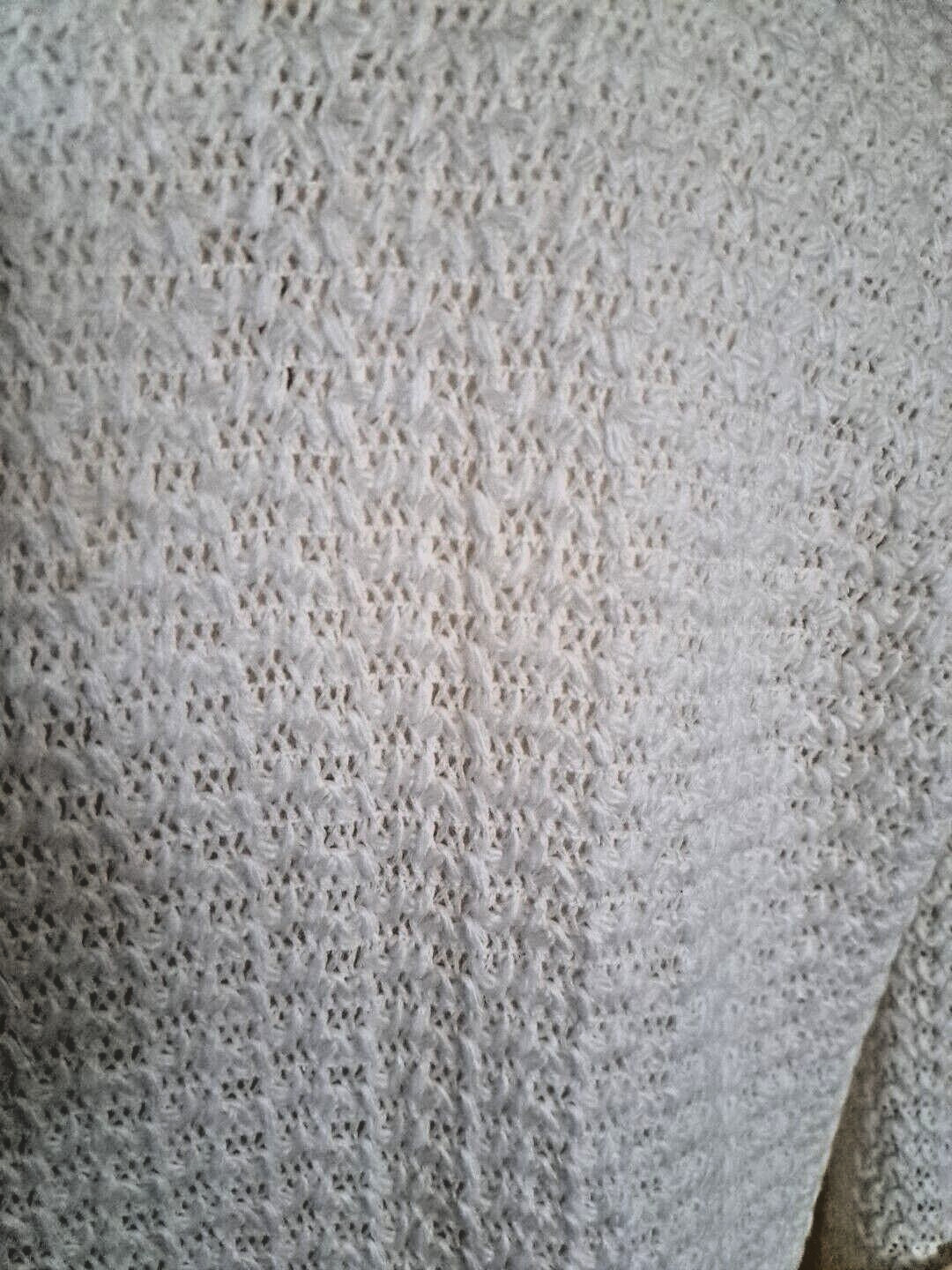 Women’s 100% Dupont Super Hi-Bulk Orlon Open Cardigan Sweater Size M Cream Color