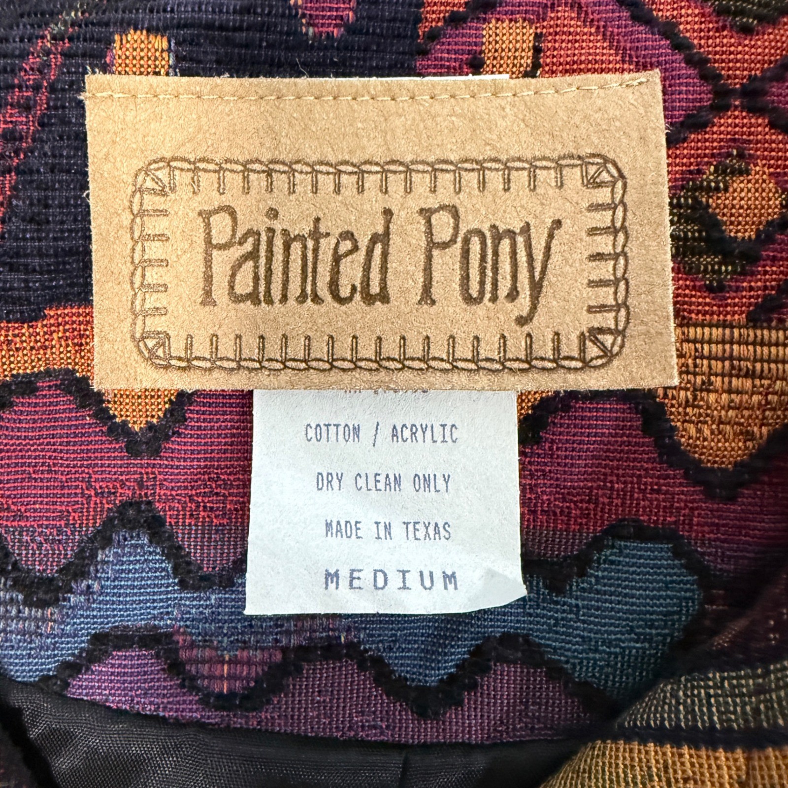 Painted Pony Vintage Tapestry Jacket Southwestern Floral Sunburst Button Medium