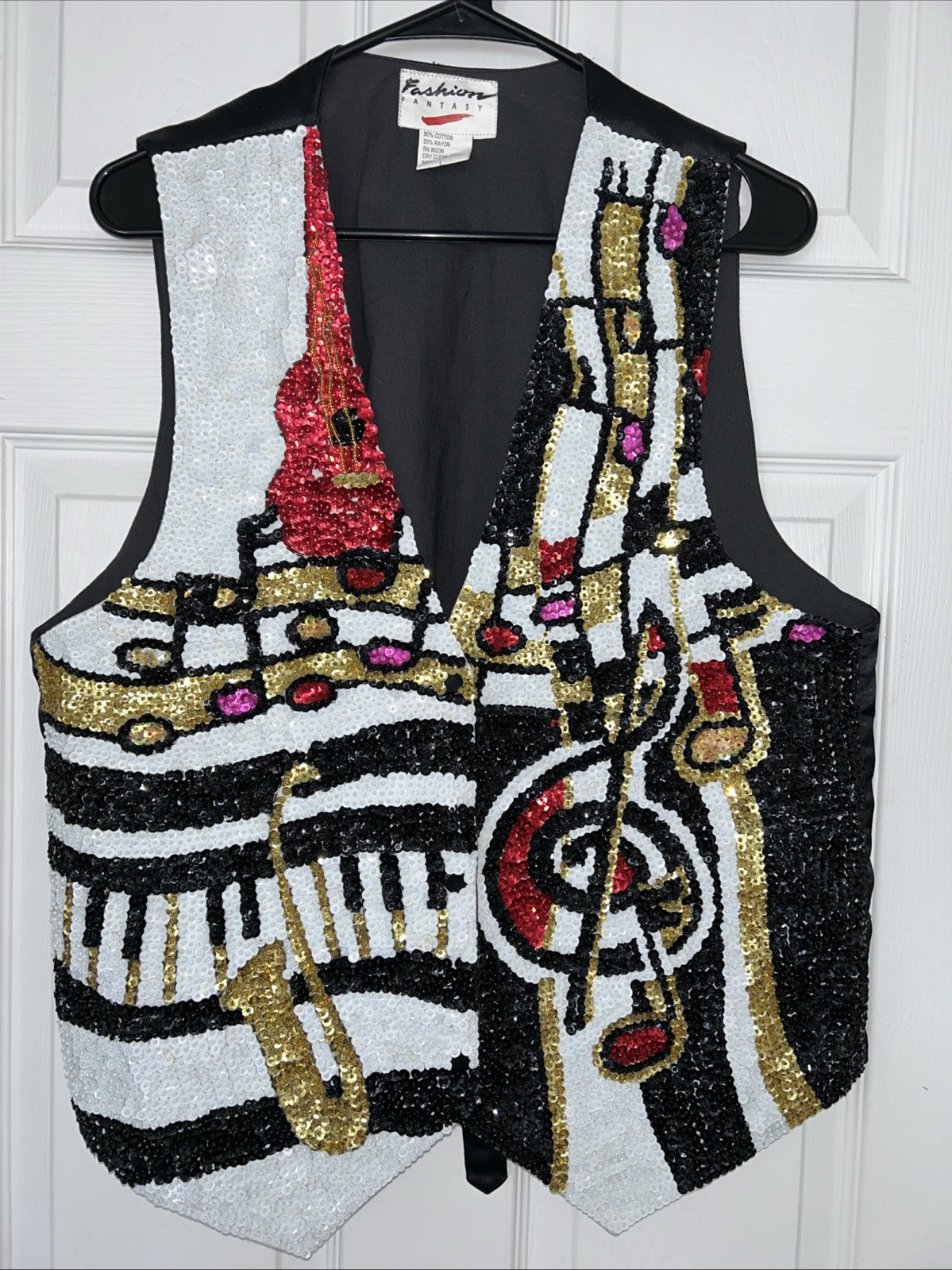 Fashion Fantasy Vest Sequin Beaded Jazz Fest Musical Holiday Bedazzled 1990’s