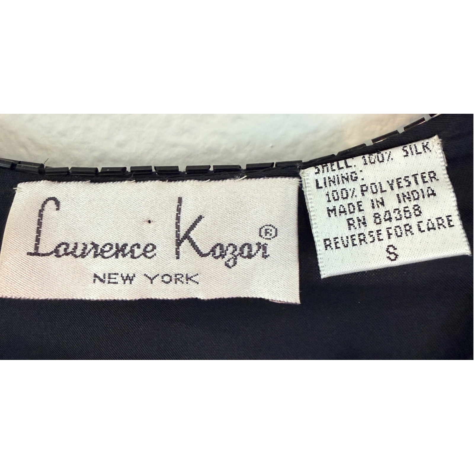 Vintage 80s Laurence Kazar Sequin Beaded Silk Jacket Black Red Blue Gold Small