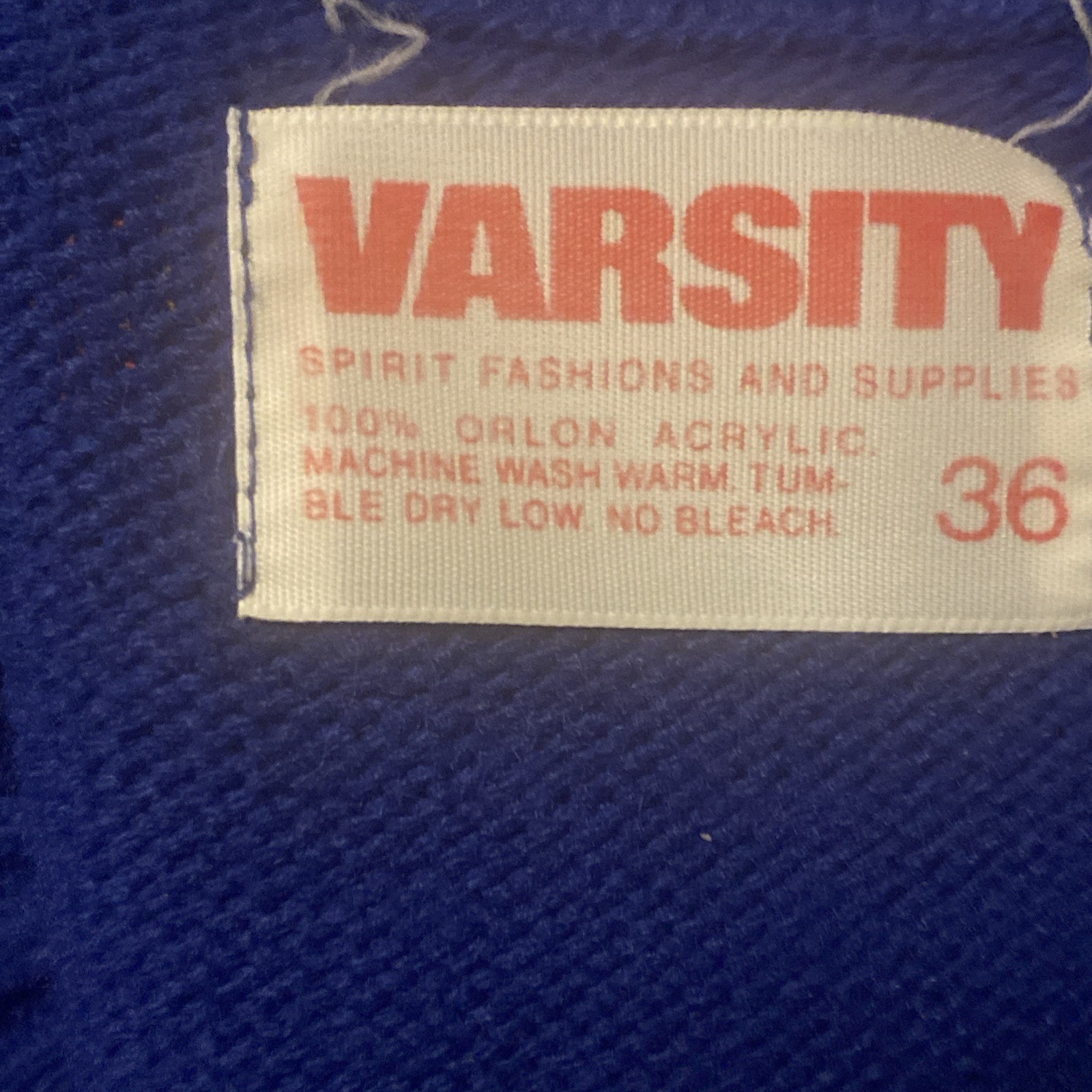 VTG Varsity Brand Cheerleader Sweater Blue White Red FFC Trojans Sz 36 Rare Find