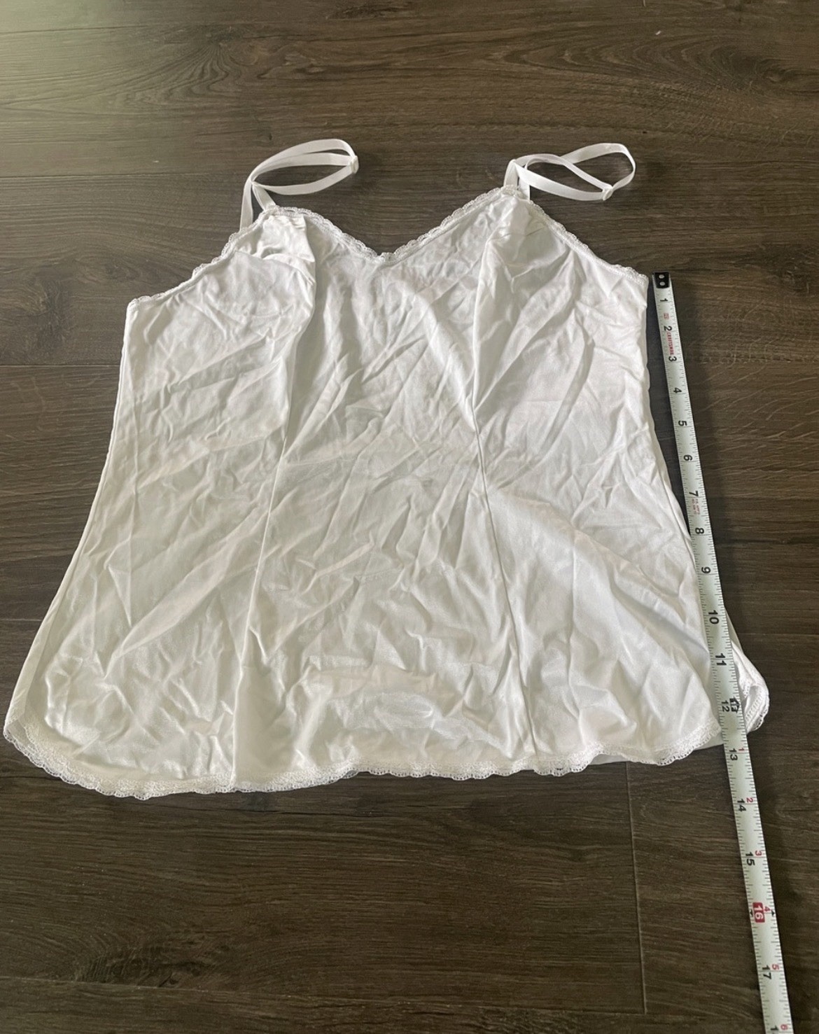 Vintage Vanity Fair White Lace Trim Camisole Slip, Size 34/40