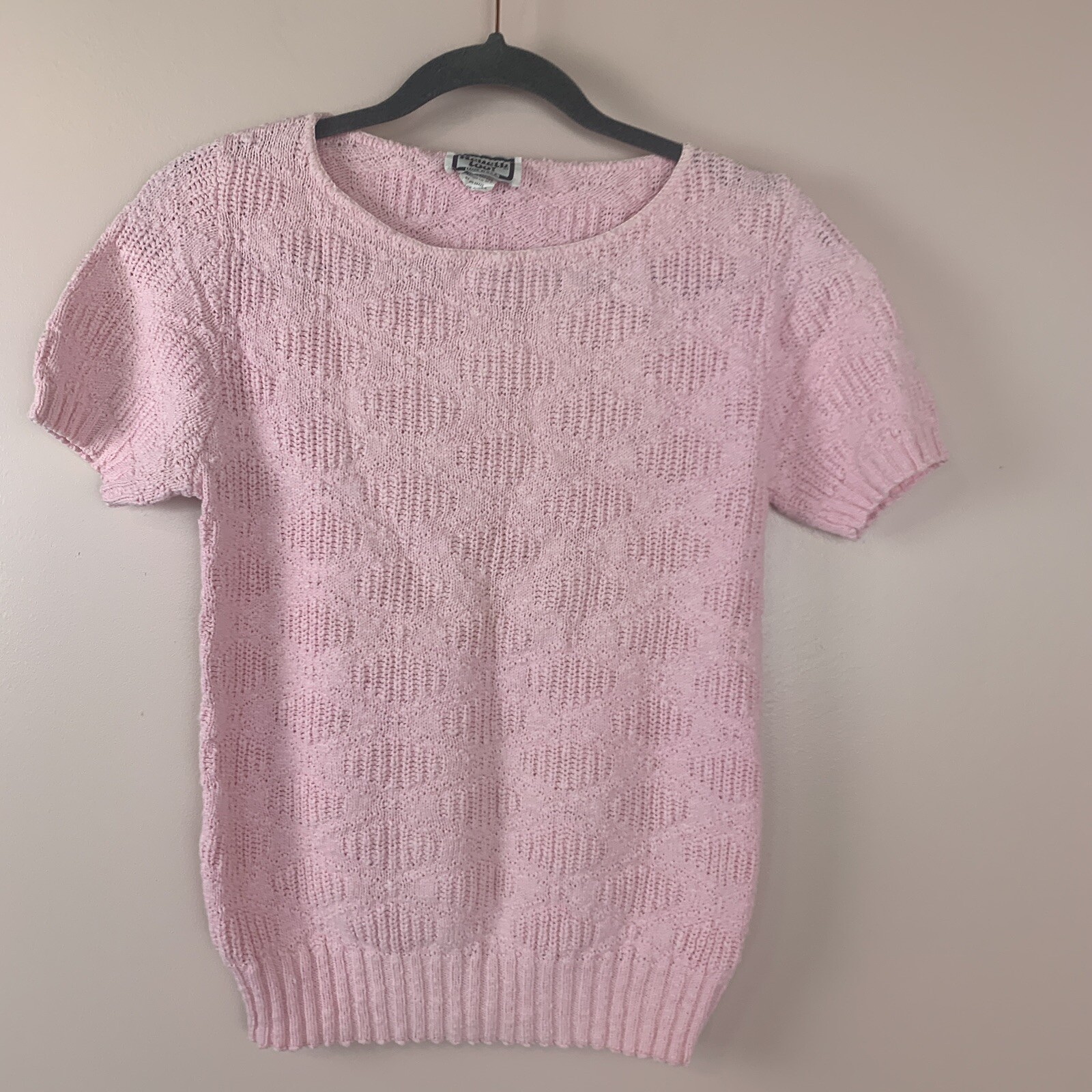Vintage Keneth Too Knit Short Sleeve Sweater Top Pink Women’s Small 80’s Cotton