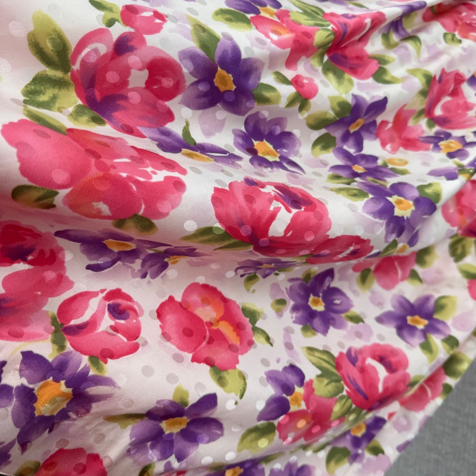 Vintage Talbots Petites Skirt Set Womens 10P Pink Purple Floral Linen Cottage