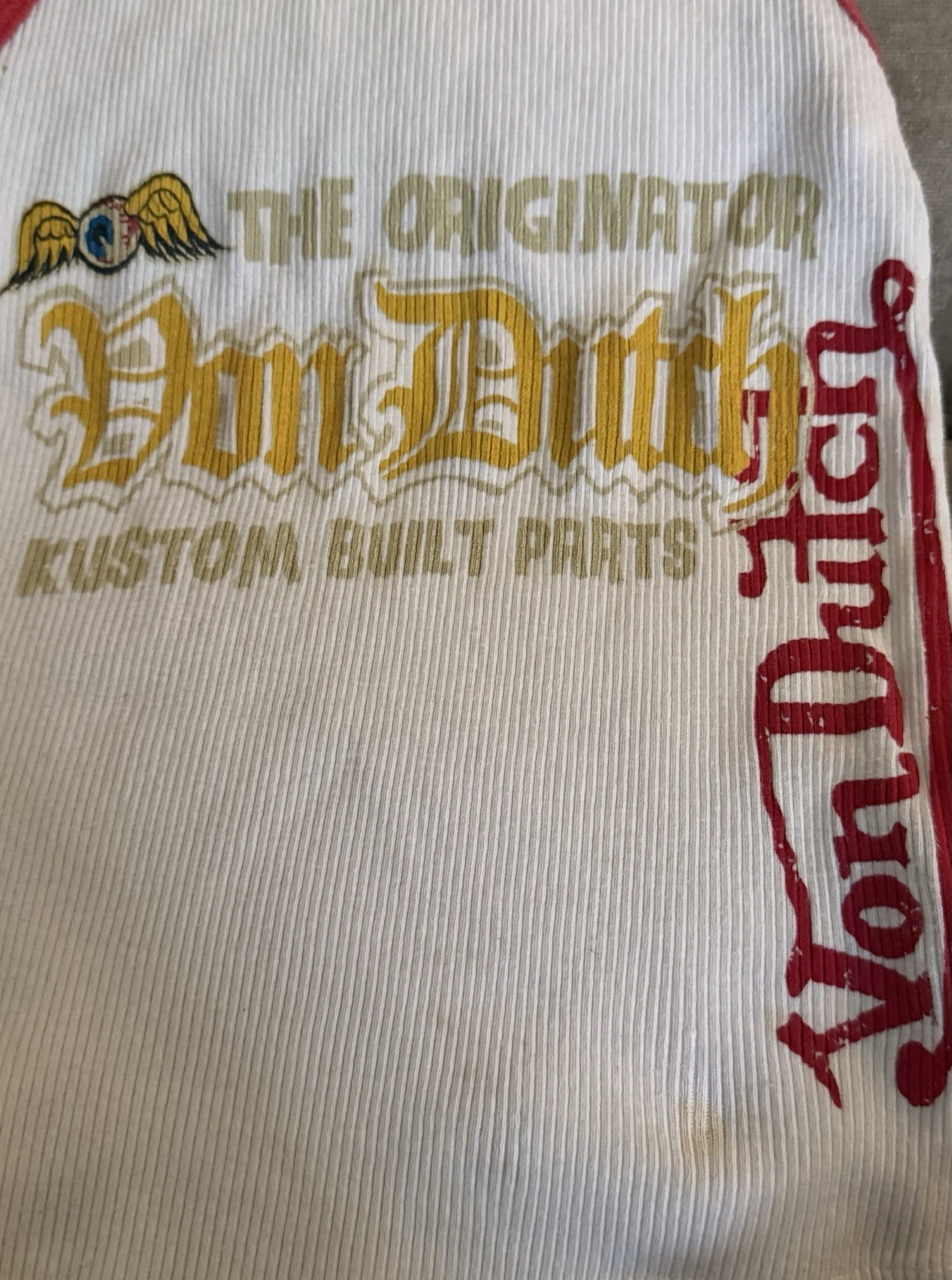 Vintage 2003 Von Dutch Ribbed Tank Top White Red Trim USA Made S/M Y2K LA Store