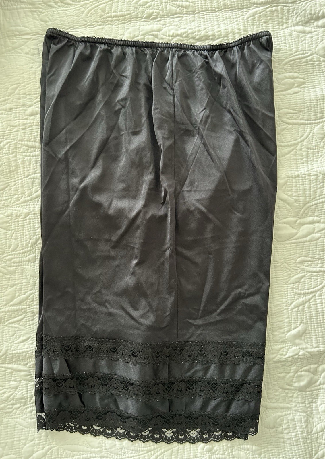 Vintage Black Nylon Bloomers Lace Trim 1X
