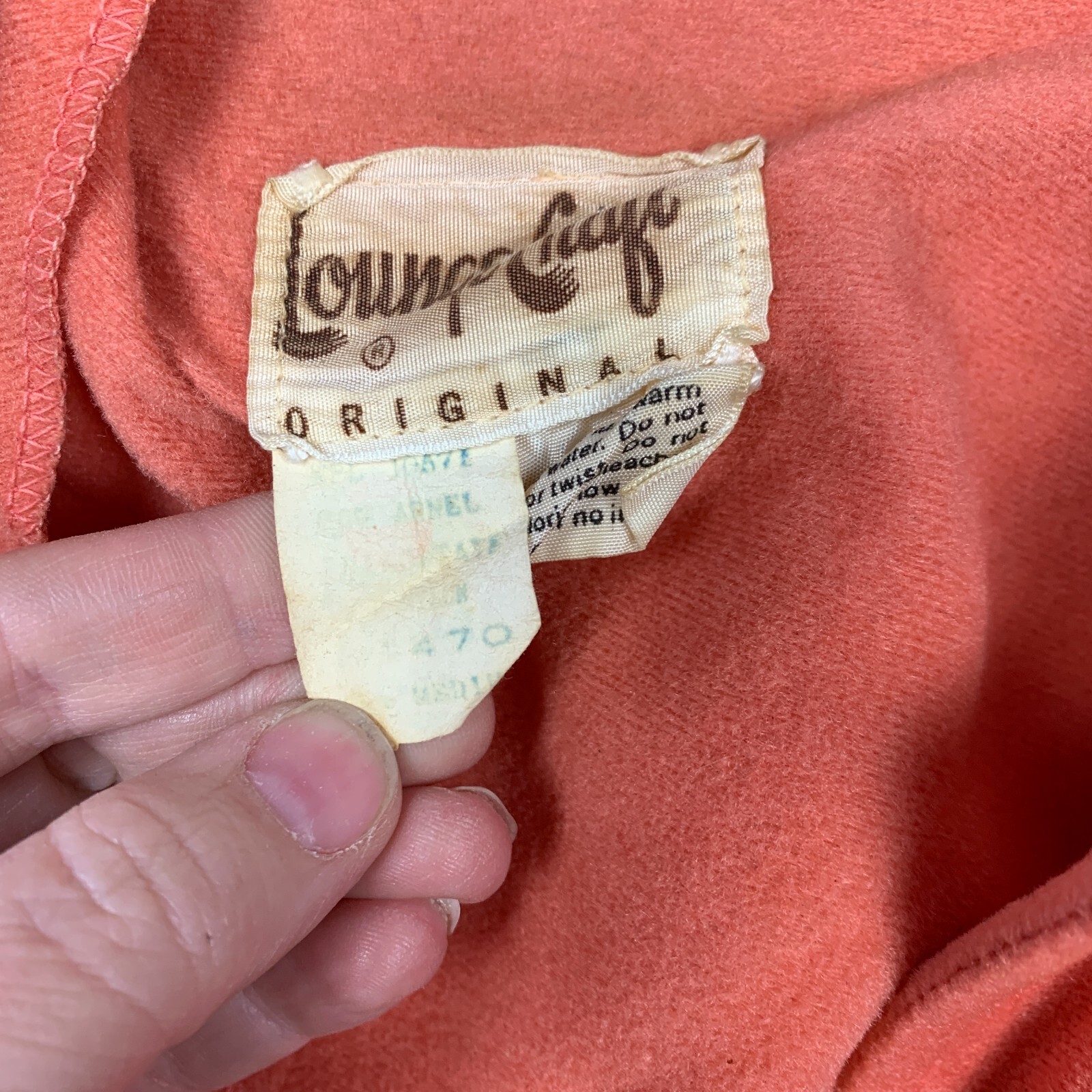 Vintage Lounge Craft Coral Velour Shirt House Dress Size Medium