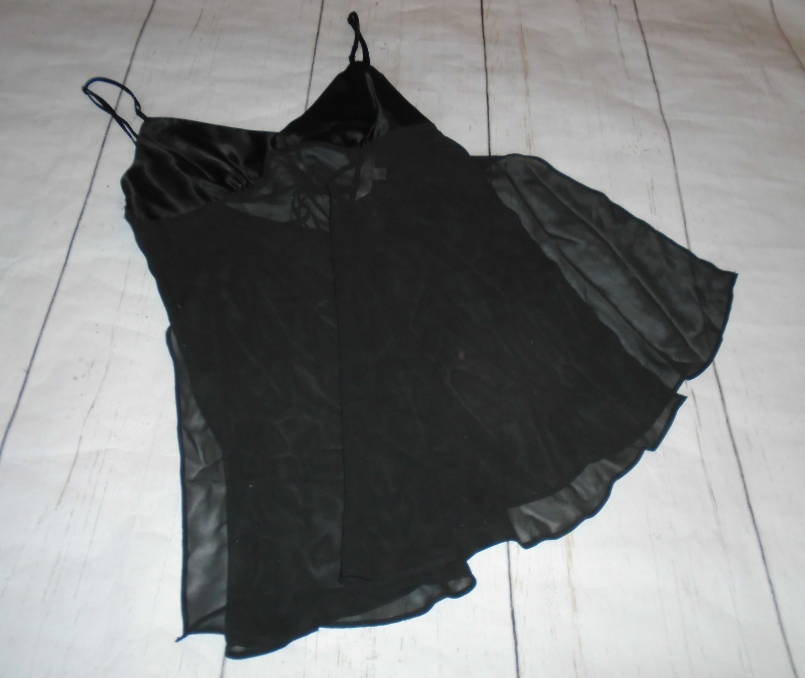 Black Chiffon & Silk Vtg Y2K VICTORIA’S SECRET Lingerie Babydoll Nightie XS