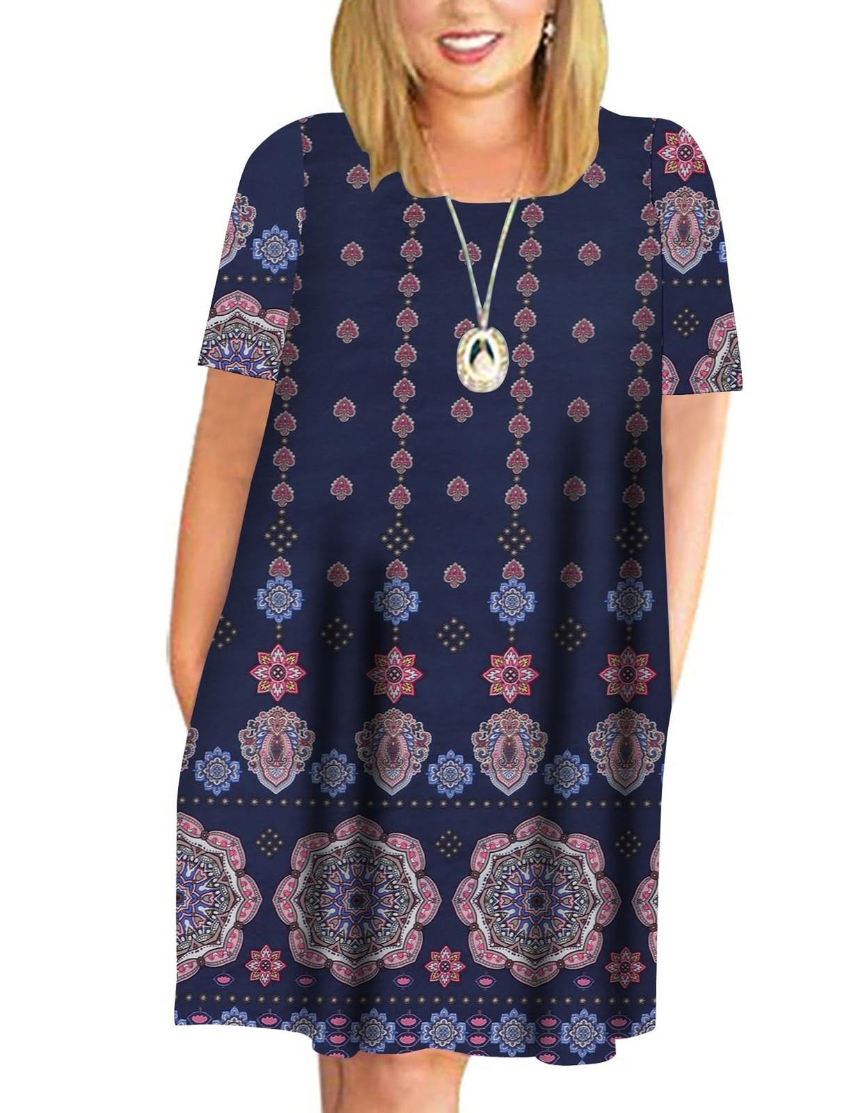 Kancystore Women’s Plus Size Summer Dresses Short Sleeve Casual T-Shirt Swing…