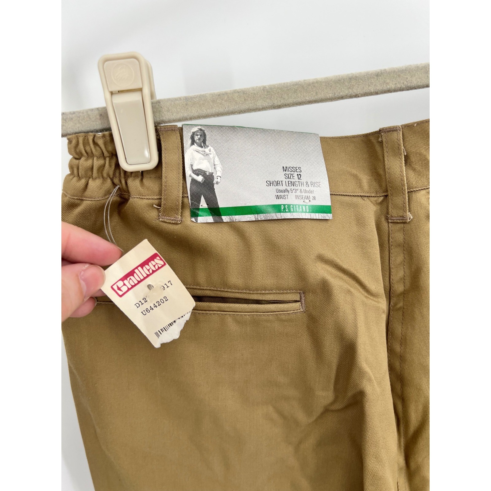 Vintage P.S. Gitano Pleated Trousers Deadstock NWT Khaki Sz 12 Short 90s