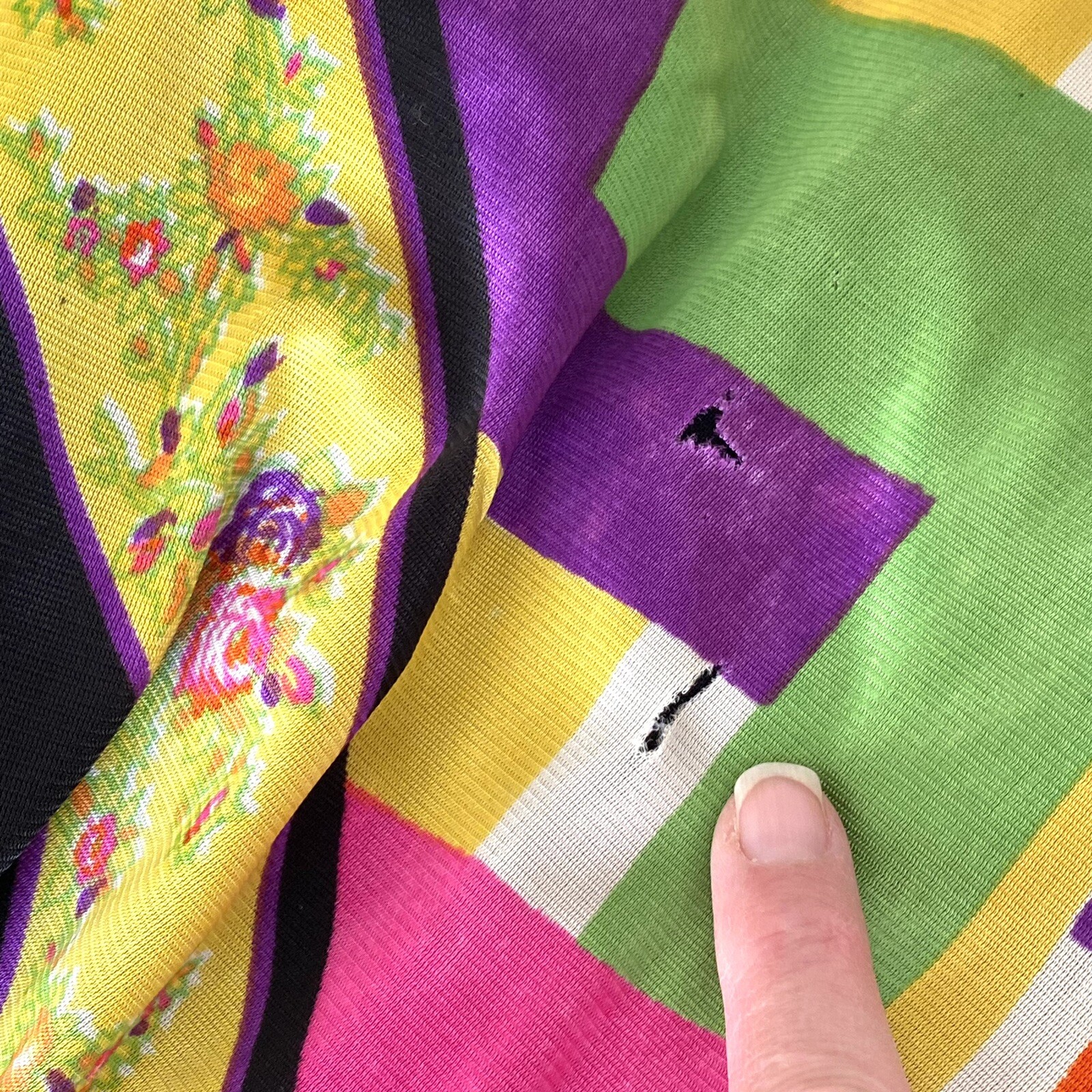 READ Vintage 60s 70s PROJECT Jumpsuit Psychedelic Day Glo Wide Leg Small S NEON