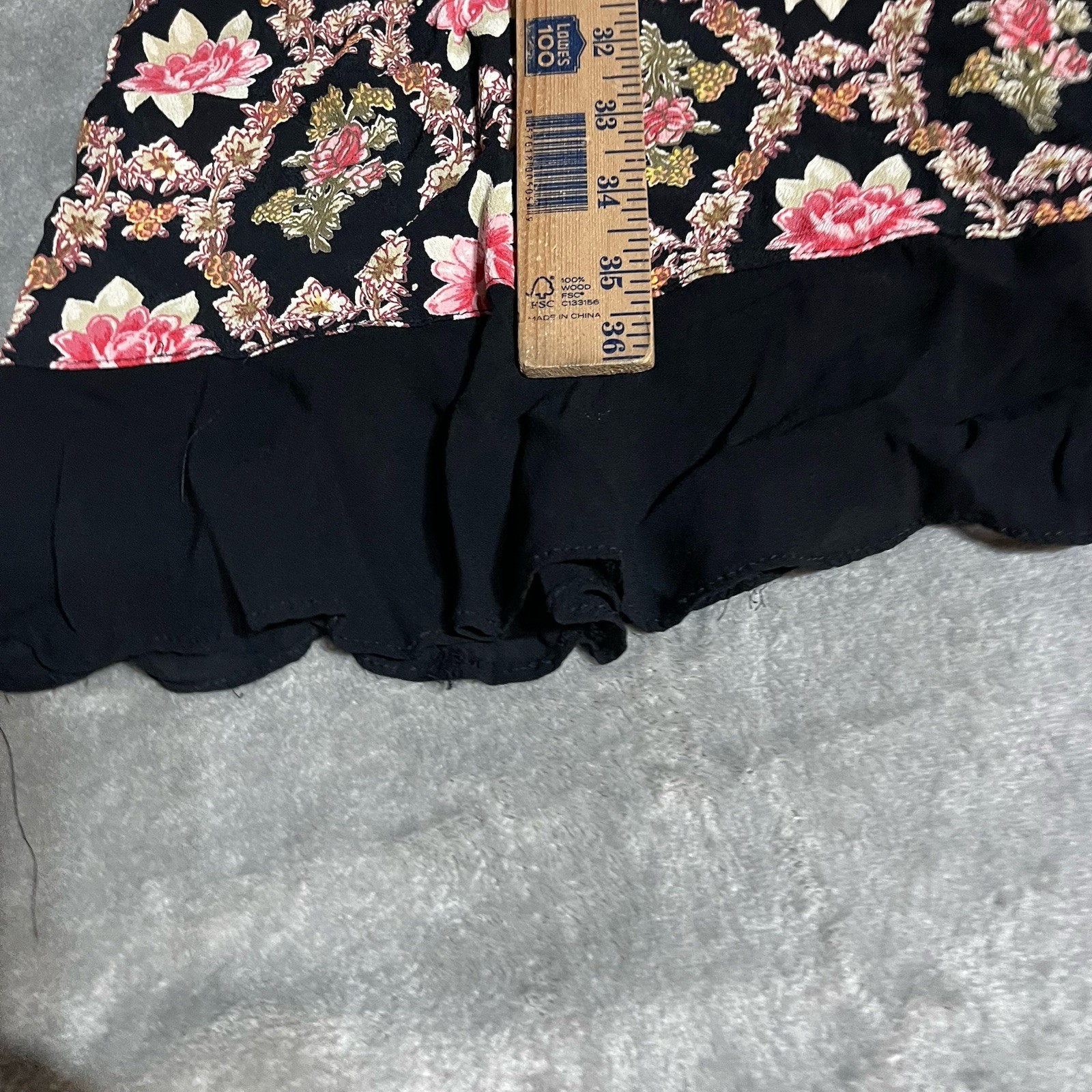 Vintage 80s ZOE California Dress Womens Large Madi Floral Prairie Ruffle Boho
