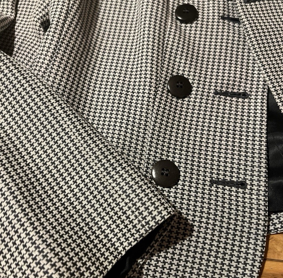 Armani Academia Baby Houndstooth Double Breasted Chic Silk Blend Designer Blazer