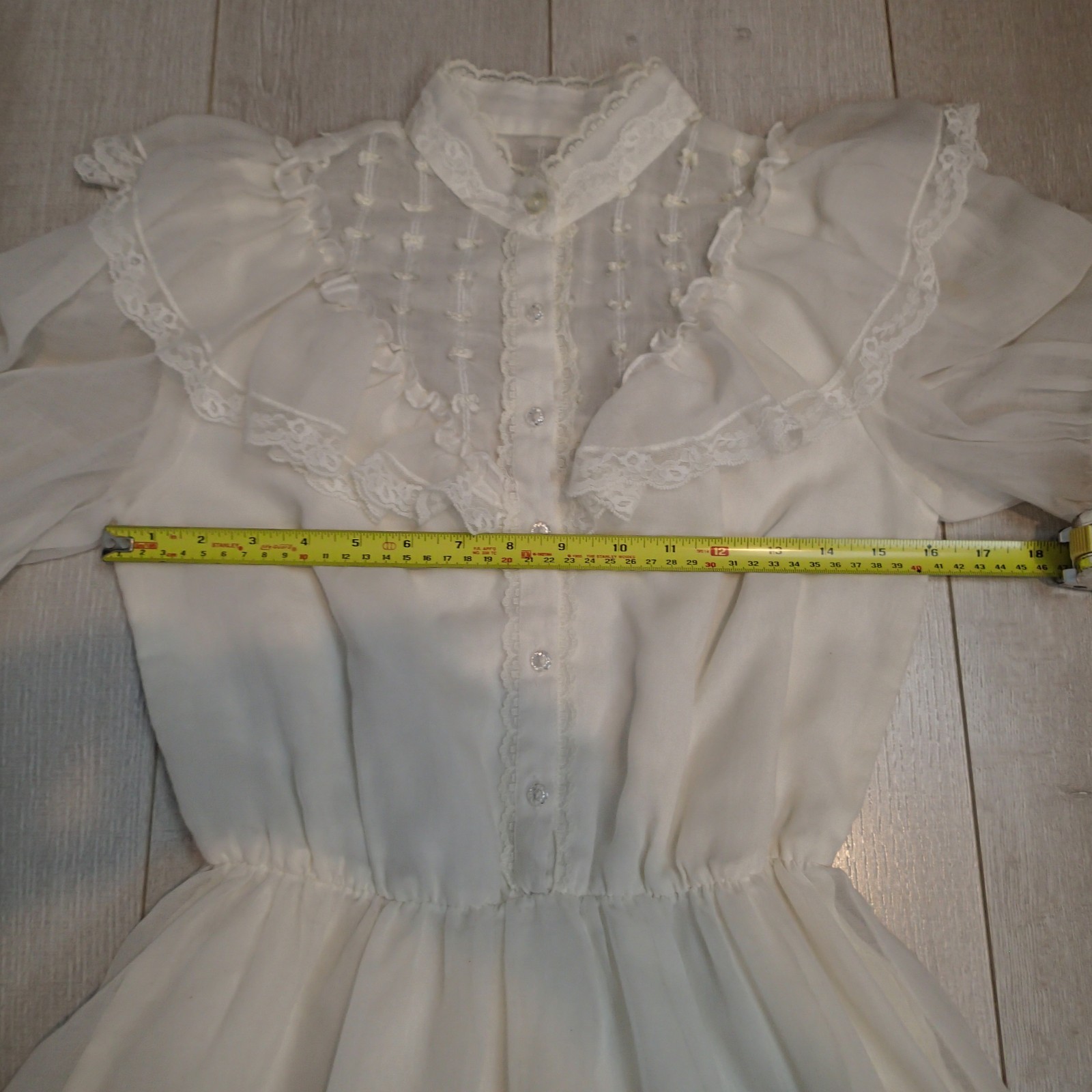 Vintage Candi Jones 70s Prairie Edwardian Style Dress With Sheer Ruffle sz 7