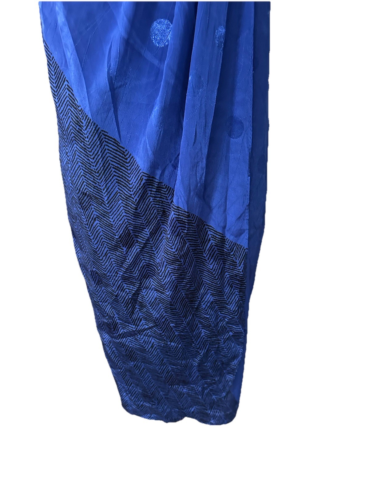Blue Vintage 80’s Satin Print Rayon Slip Dress Faux Wrap Medium Evening Studio54