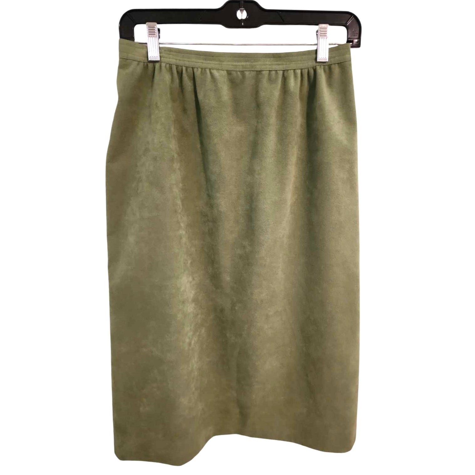 Vintage 70s James Chen Hong Kong Brushed Suede 2-Piece Skirt Suit Moss Green S