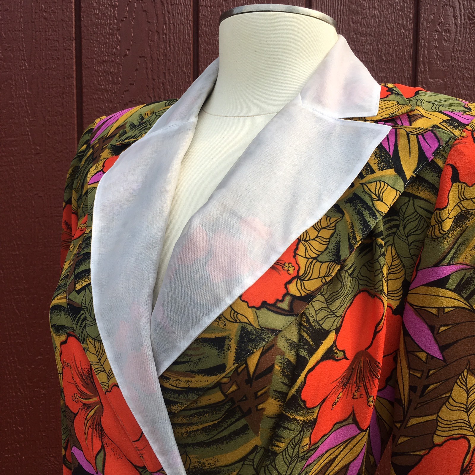 Rare Vintage Oleg Cassini Wrap Dress Size Small Medium 6 8 36 Tropical Flowers