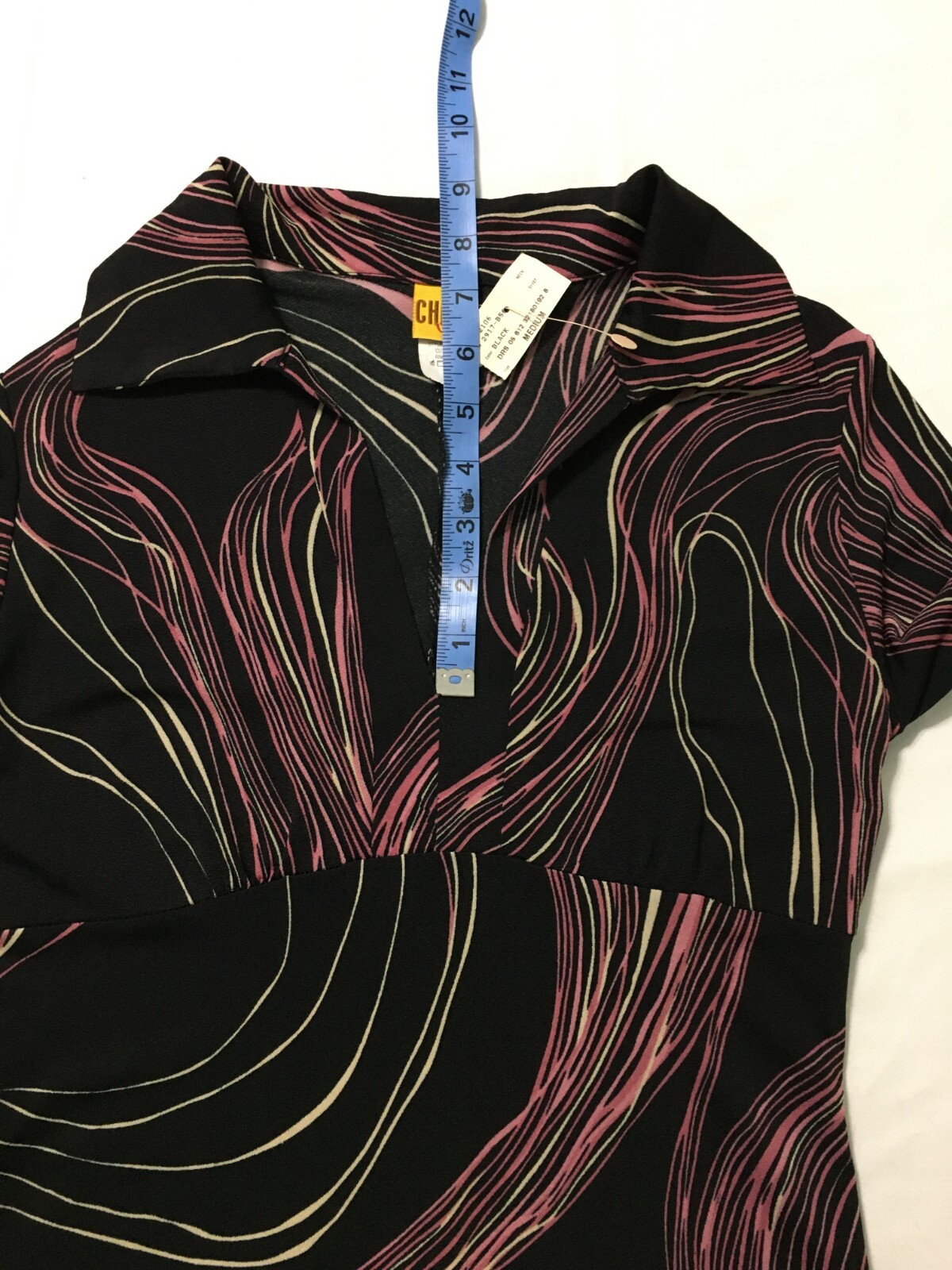Vtg 90’s Check It Out Women’s Black/Pink/White Abstract L/S Dress Size S/M NWT