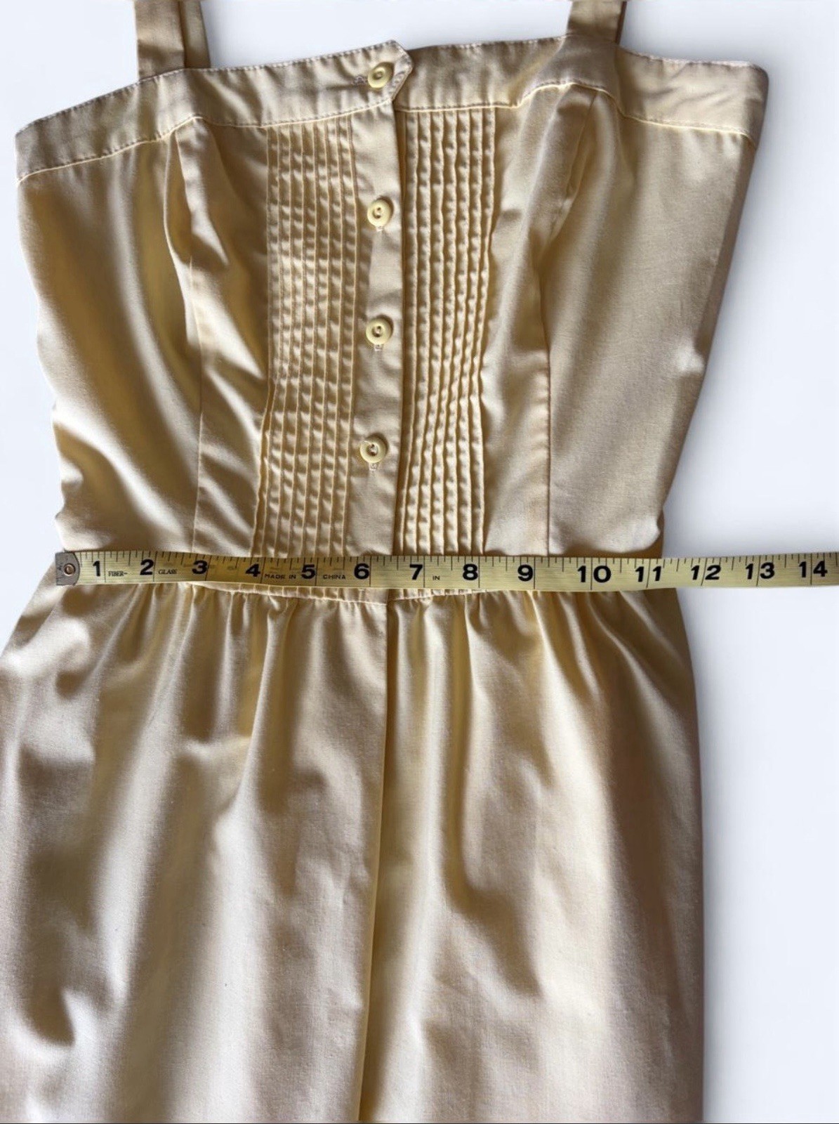 Vtg Lanz Originals Yellow Button-Front Summer Cottage Core Dress XS
