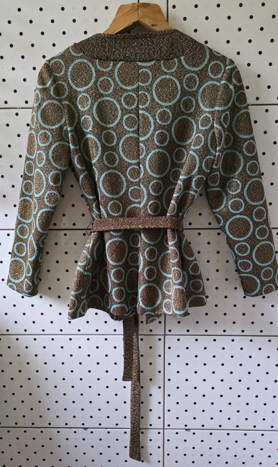 Vintage 70s HEATHNIT Jersey Wear Evening Crimplene Set Maxi Dress Blazer Size 40