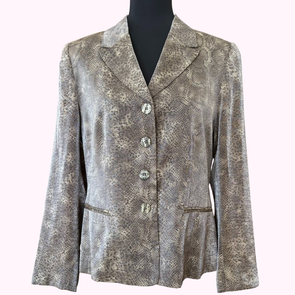 Vintage 90s Bergamo by EBI Snakeskin Single Breasted Blazer Size 10