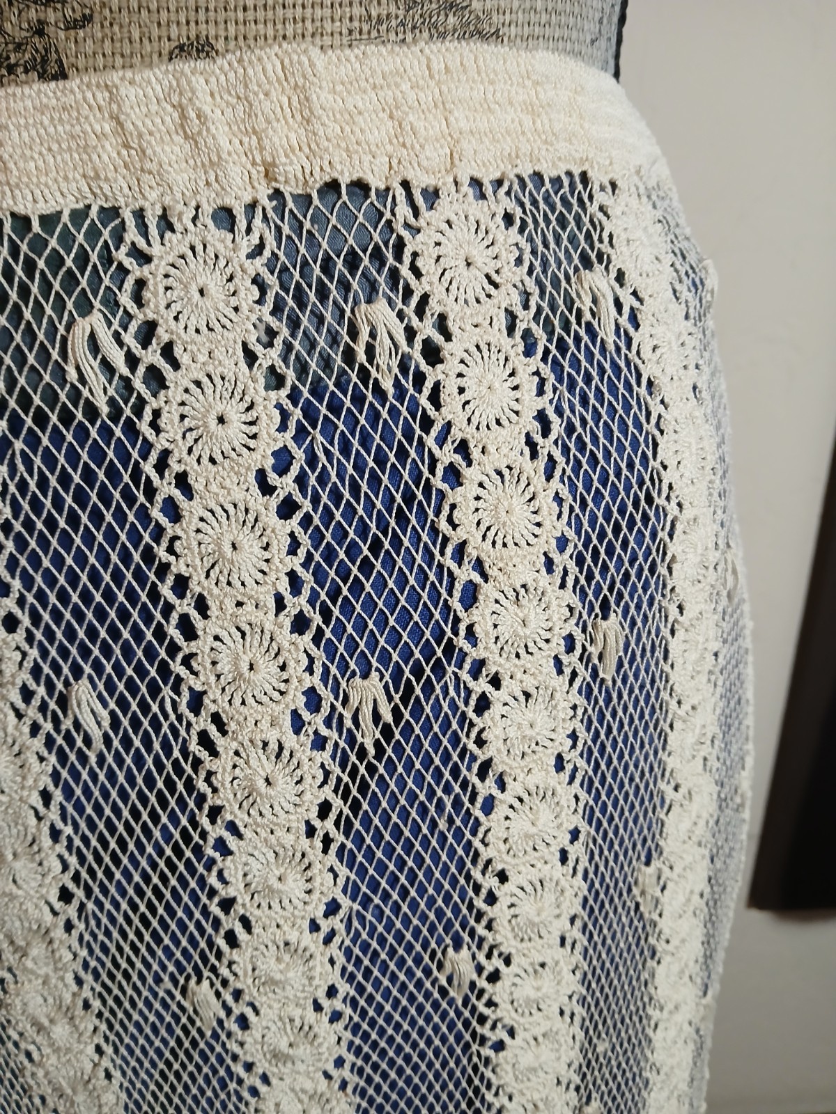 Vintage Hand Crochet Ivory Cotton Lace Skirt