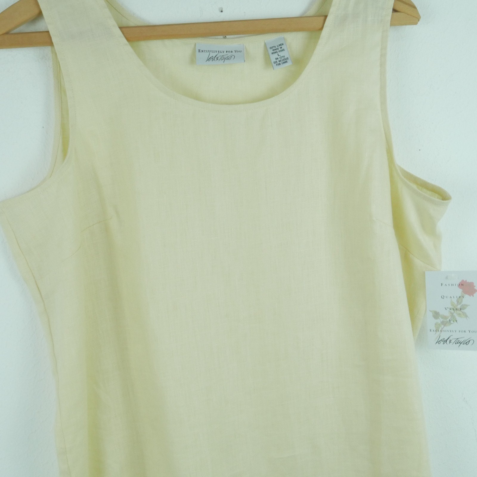 Vintage Large Tank Top 100% Linen Butter Yellow Pastel 90s Coastal Minimal NWT