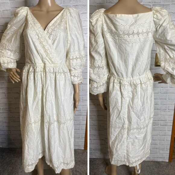 Diane Dickinson vintage white eyelet cottagecore dress boho