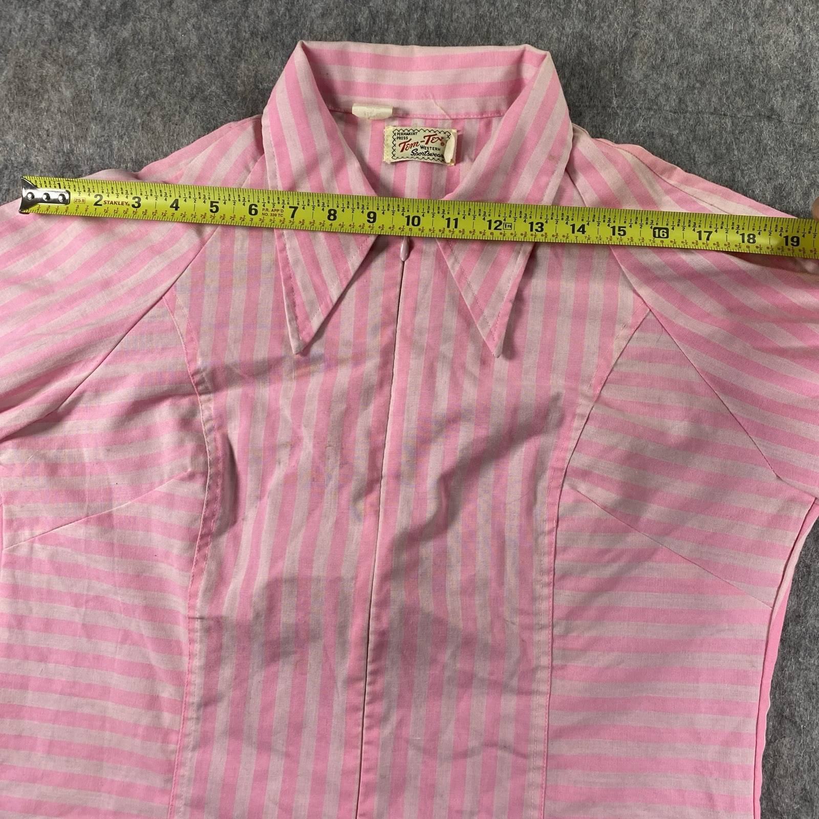 True Vintage Tem Tex Over Shirt Women’s 20×27 Rockabilly Pink Striped 1950s USA