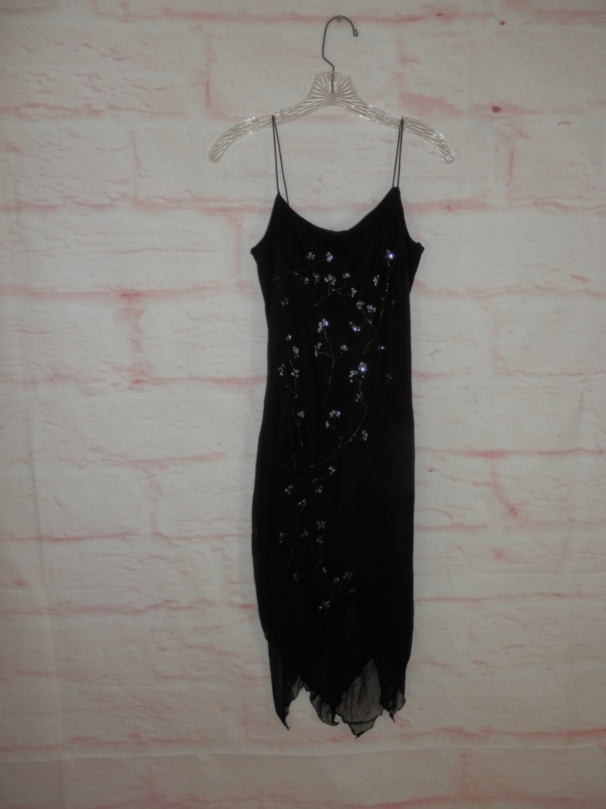 Vtg Byer Too Cali 90s Handkerchief Lined Witchy Floral Glitter USA Dress 5006