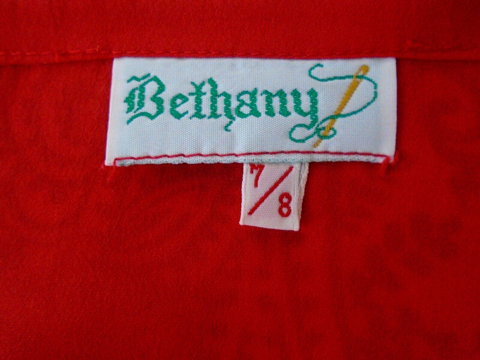 Vtg Bethany Bright Red Polyester Tank Top Size 7/8 Made in USA!