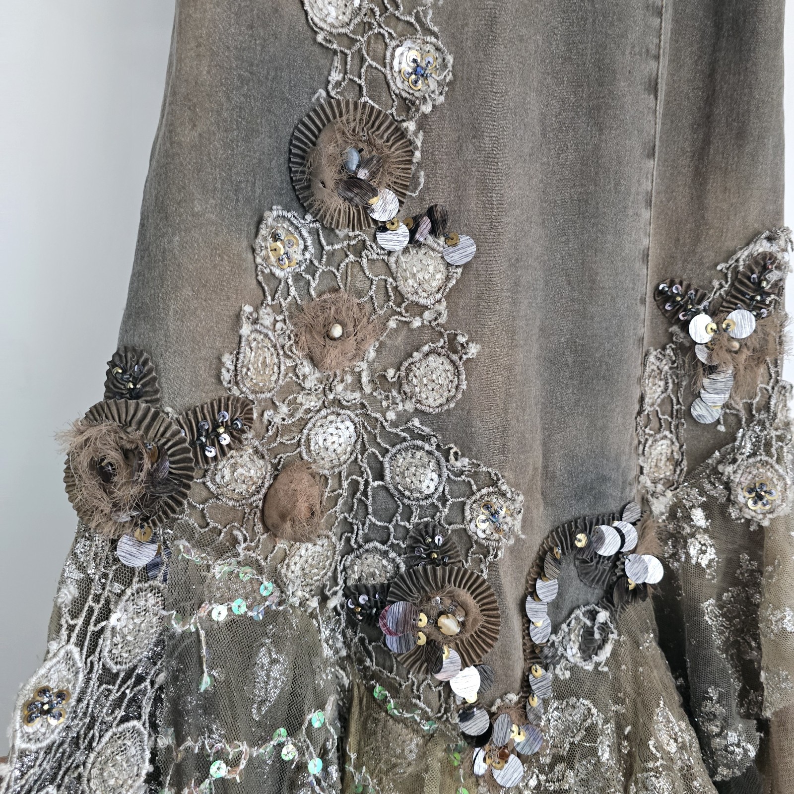 Jeans Collection Y2K Maxi Dress S Lace Sequin Boho Fairycore Vintage 90s