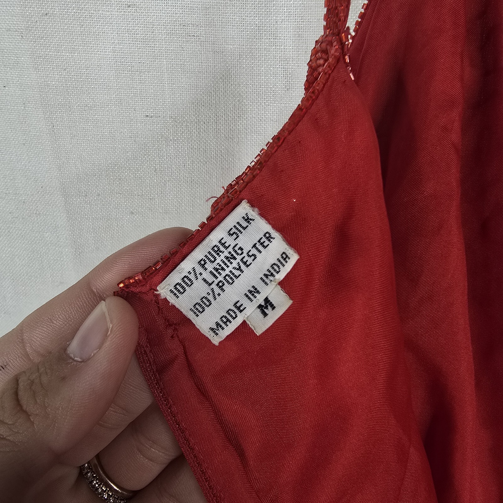 Vintage Scala Y2k Womens Medium 6 Red Beaded Silk Jessica Rabbit Dress