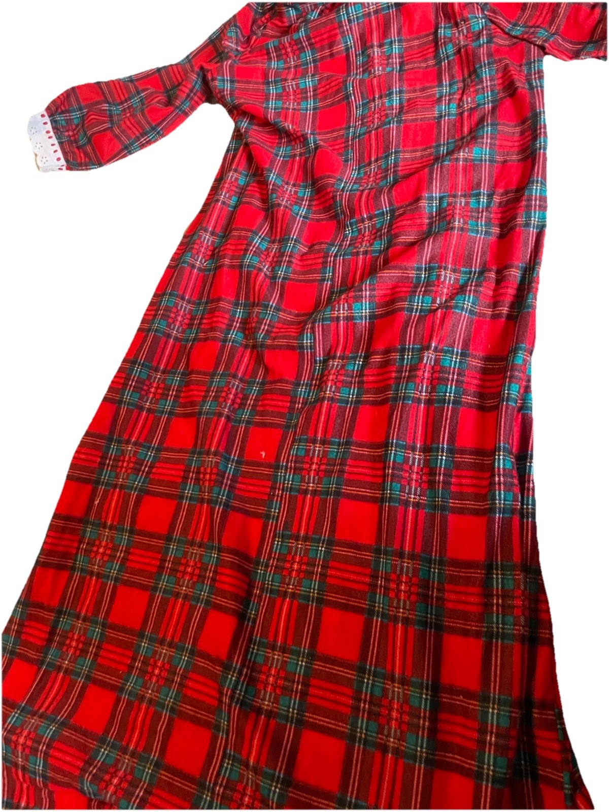 Vintage Lorraine Nightgown Red Plaid Soft Polyester Cute Holiday Christmas Small