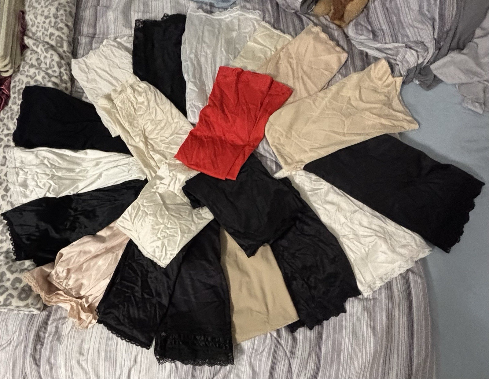 LINGERIE LOT 20 Shiny Slippery Satin Lace Montgomery Ward Half Slips S-XL NWOT